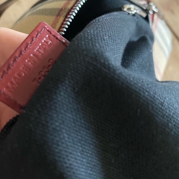 Burberry | Women’s Haymarket Check Barrel Bag Red - Picture 5 of 8